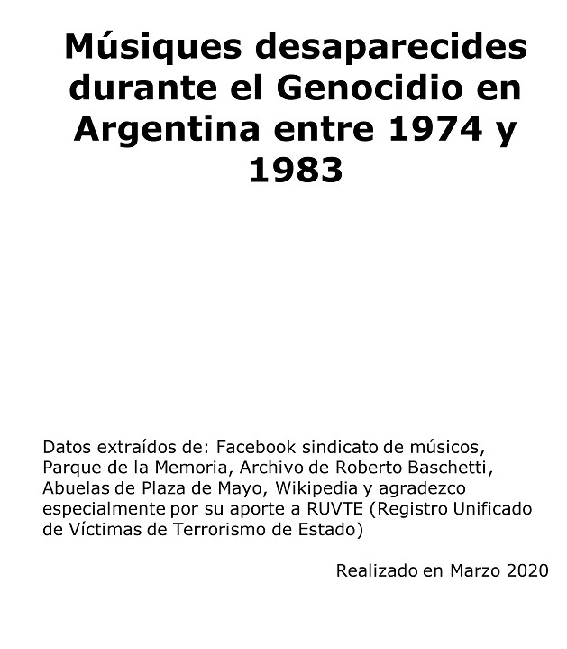Músicos y Músicas desaparecidos durante la última dictadura cívica eclesiástica militar