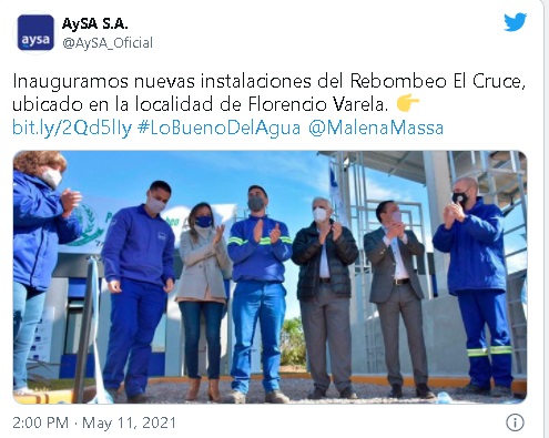 Malena Galmarini inauguró nuevas instalaciones en un centro de AySA en Florencio Varela